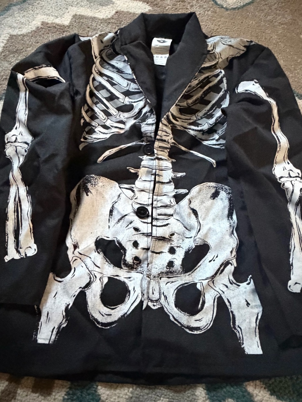 Kids Black Skeleton Print Jacket and Pants Matching Set